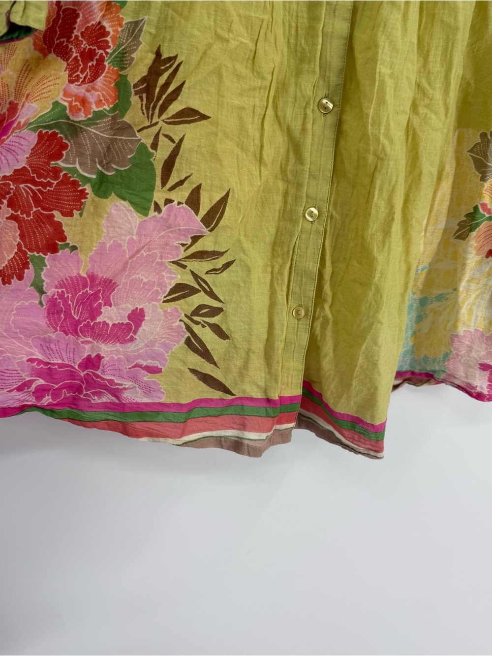 Sundance Floral Top Green Lightweight Pleated Boho Tropical Beach Tunic Size L - Picture 5 of 11